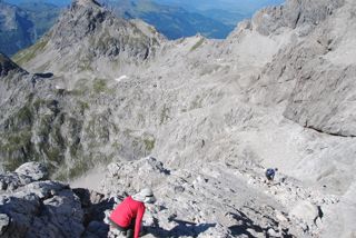 Hohes Licht - steiler Abstieg