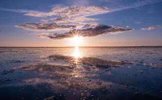 Wattwanderung Hallig Oland Sonnenuntergang