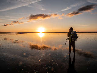 Wattwanderung Hallig Oland Sonnenuntergang