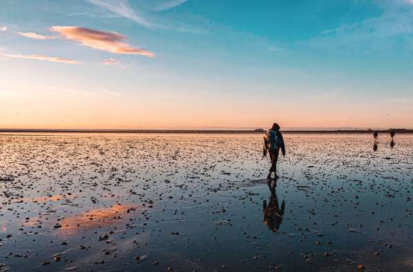Wattwanderung zur Hallig Oland mit Sonnenuntergang